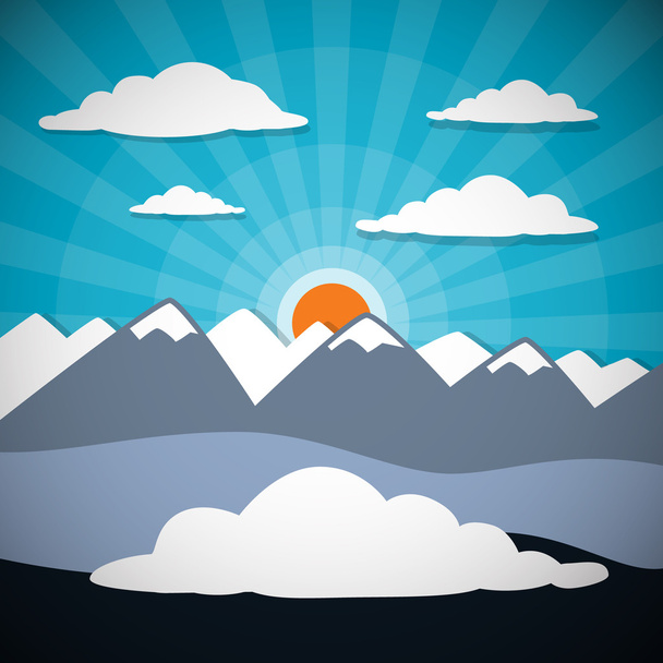 Montagna Astratto sfondo vettoriale con sole, Nuvole
 - Vettoriali, immagini
