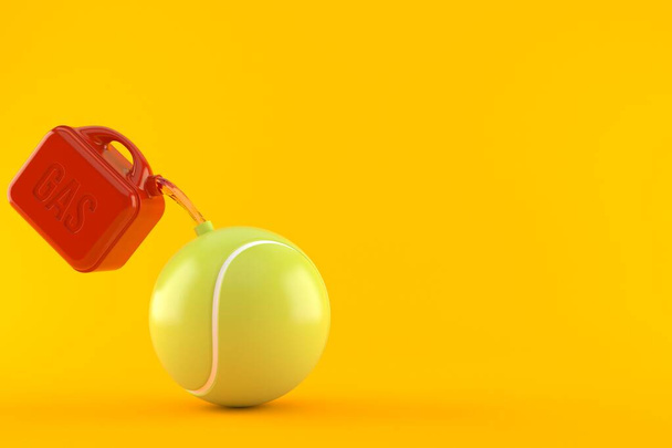 Palla da tennis con benzina può isolato su sfondo arancione. Illustrazione 3d - Foto, immagini