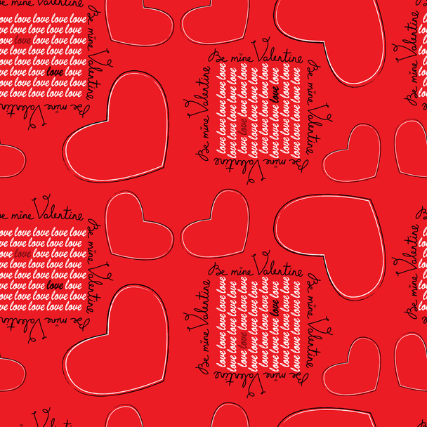 Valentine Motive nahtloses Muster mit Herzen - Vektor, Bild
