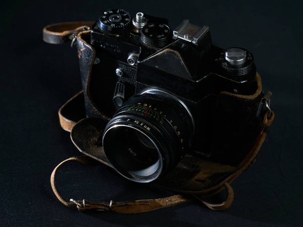 Rare film SLR camera on black velvet                        - Valokuva, kuva
