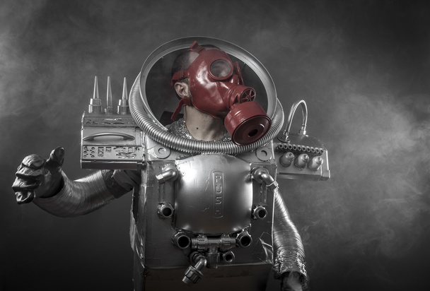 Astronaut with red gas mask - Foto, afbeelding