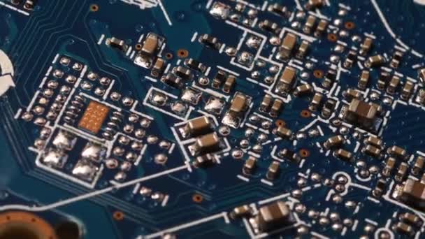 blu electronic circuit board. close-up. - Footage, Video
