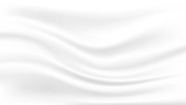 Gladde elegante witte zijde of satijnen luxe doek textuur kan worden gebruikt als bruiloft achtergrond. Glanzende zijden stof. Gerimpelde golvende melk. Luxe doek of vloeibare golf. - Vector, afbeelding