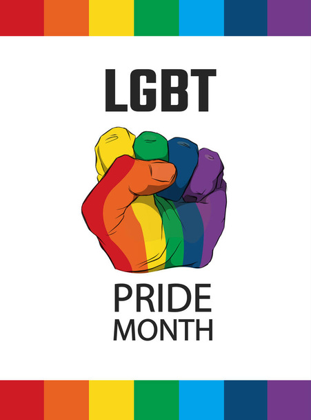 Rainbow colored pride fist. LGBT concept - Вектор, зображення