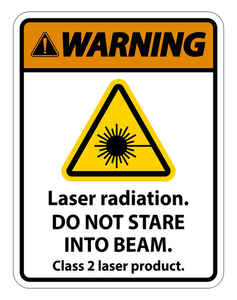警告レーザー放射線、ビームに、クラス2レーザー製品を見ていない白い背景にサインイン  - ベクター画像