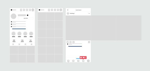 Social media Ui kit Instagram app. Improve and make you presentation faster. - Vector, Image