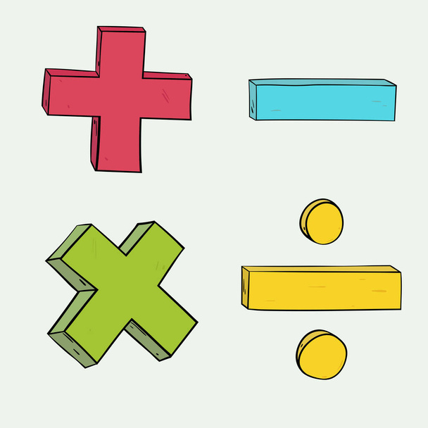Cartoon wiskunde symbolen. vectorillustratie - Vector, afbeelding