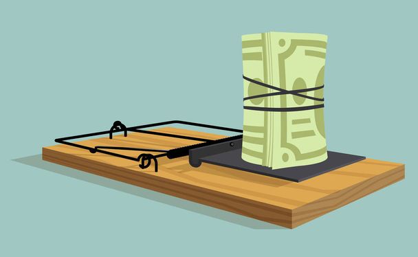 Money in a mousetrap - Vector, Image
