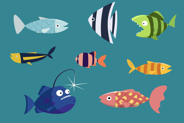 面白い漫画の魚のセット  - ベクター画像