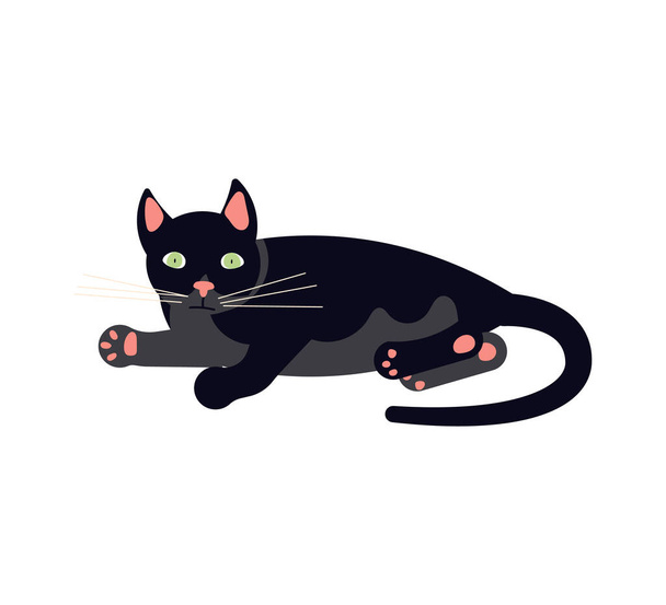 Hauska musta kissa.  - Vektori, kuva