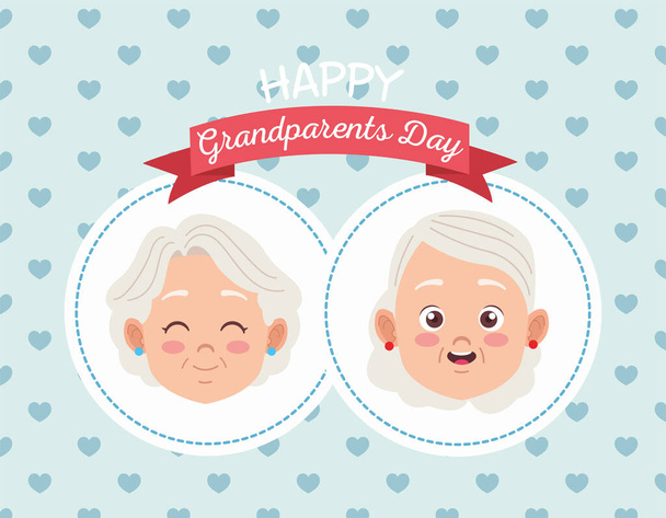 χαρούμενη κάρτα ημέρας παππούδων με ηλικιωμένο ζευγάρι - Διάνυσμα, εικόνα