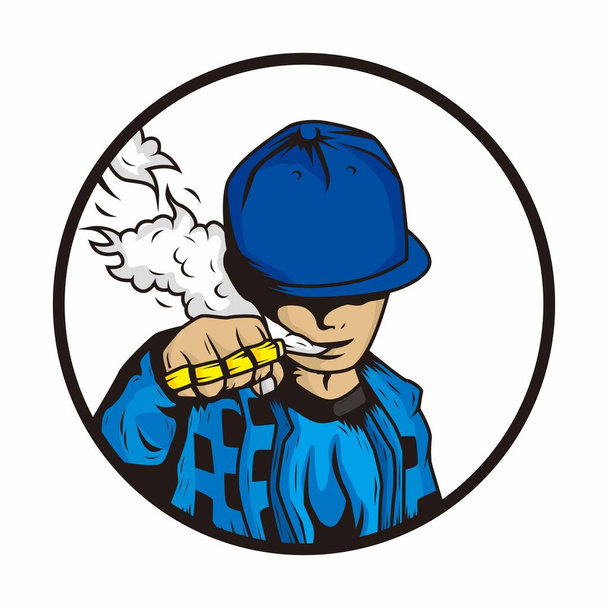 куріння хлопчик в синій футболці і капелюсі з ілюстраціями ілюстрації крок за кроком Вектор
 - Вектор, зображення