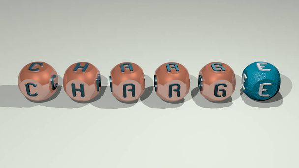 charge combined by dice letters and color crossing for the related meanings of the concept. illustration and battery - Photo, Image