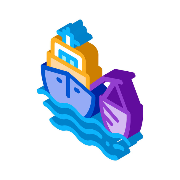 Icon-Vektor für Fischereifahrzeuge. isometrisches Fischereischiffsschild. Farbe isoliert Symbol Illustration - Vektor, Bild