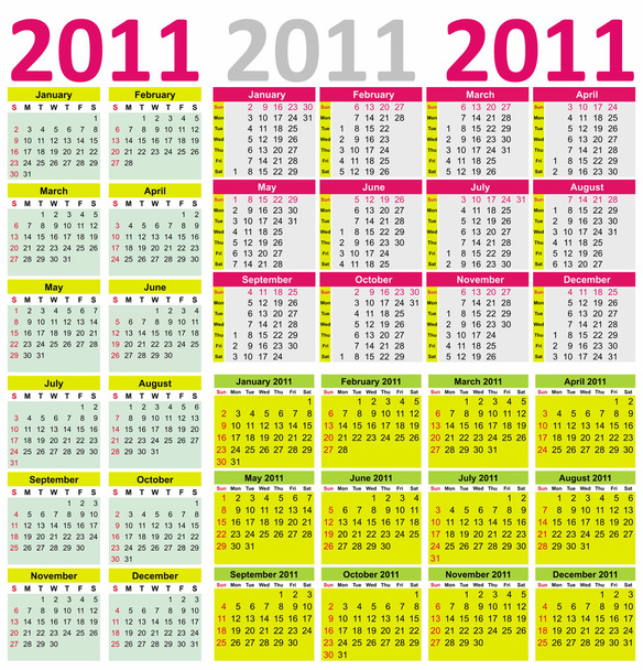 barevné kalendáře pro rok 2011 - Vektor, obrázek