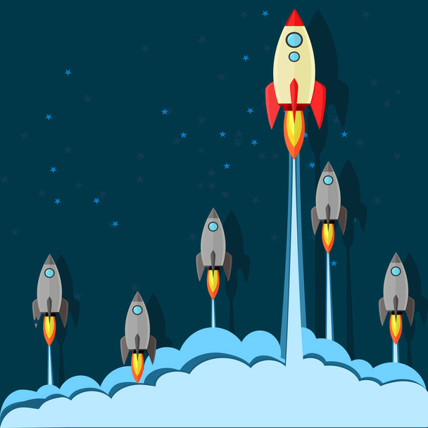 Rocket launch Het concept van het zijn van een leider in het starten van een bedrijf. vectorillustrator - Vector, afbeelding