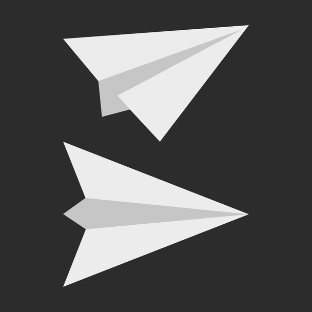 White Paper Plane Icon. On a gray background. Vector illustration. eps - Διάνυσμα, εικόνα