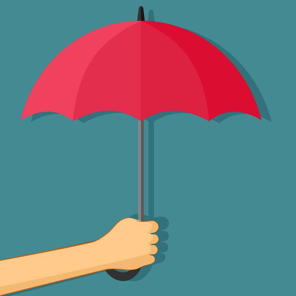 Ludzkie ręce trzymające parasol. Odizolowany na tle. Ilustracja wektora. eps - Wektor, obraz