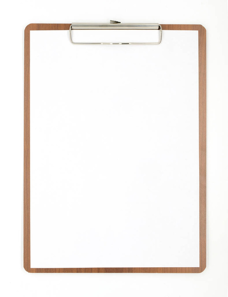 A wooden clipboard with a blank piece of paper  - Photo, Image