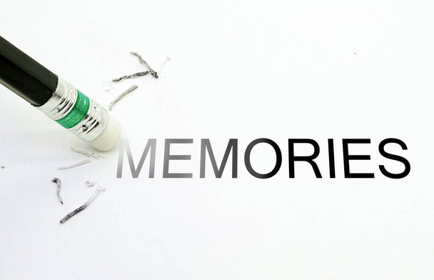 Pencil Eraser  Erase MEMORIES text - Photo, Image