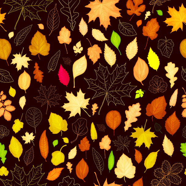 Autunno foglie senza soluzione di continuità modello di sfondo. Illustrazione vettoriale - Vettoriali, immagini