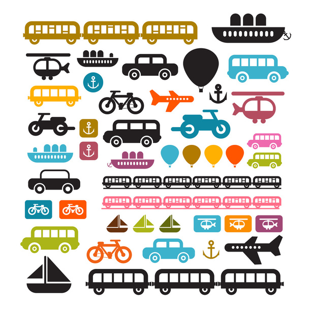 Icone di trasporto vettoriale isolate su sfondo bianco
 - Vettoriali, immagini