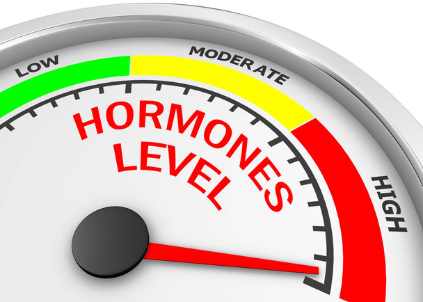 nivel de hormonas al medidor conceptual máximo, renderizado 3d - Foto, Imagen