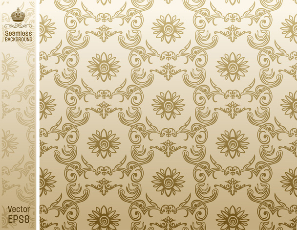 Seamless flower wallpaper Pattern beige - Vector, Image