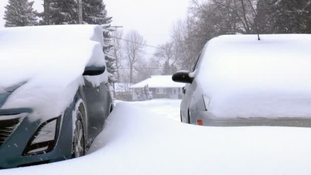 αυτοκίνητα που σκεπάζεται από τα χιόνια. - Πλάνα, βίντεο