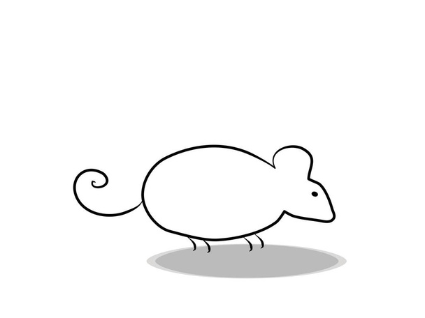 白い背景にマウスのアイコン、手描き。フラットデザイン。イラストのげっ歯類、記号の輪郭  - ベクター画像