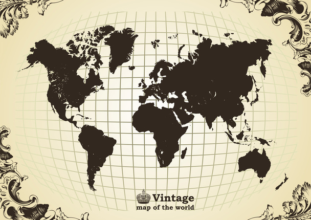 Vintage old map of the world - Vector, Image