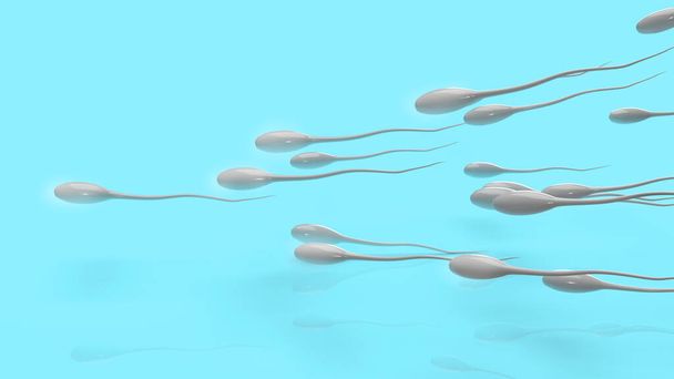 The  Sperm on blue background for sci content 3d rendering. - Photo, Image