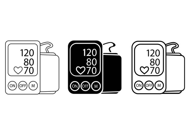 Blood pressure monitor. Tonometer icon. Illustration of tonometer icon in glyph and in outline style. Editable stroke symbol of blood pressure monitors. Vector illustration isolated on white background - Vector, Image