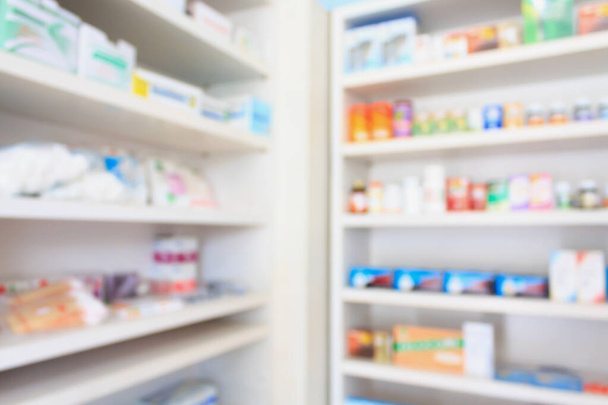 blur shelves filled with medication in the pharmacy - Photo, Image