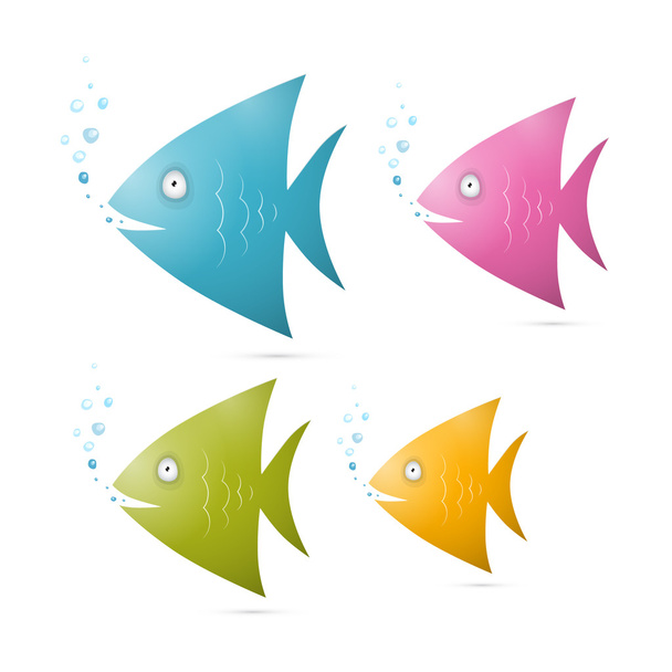 barevné ryby sada ilustrace izolované na bílém pozadí - Vektor, obrázek