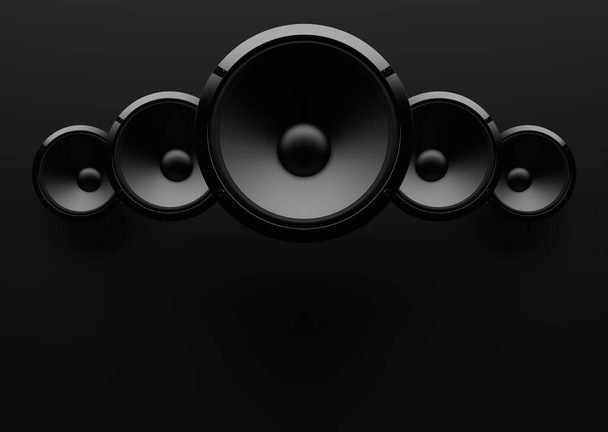 abstract sound speaker with dynamic bass waves - 3D Illustration - 写真・画像