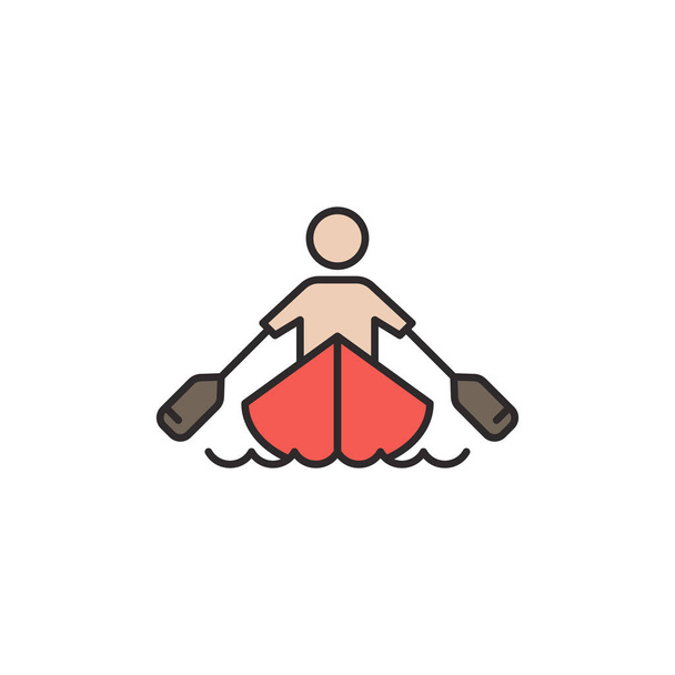 Simbolo icona vettoriale di allenamento sportivo di canottaggio isolato su sfondo bianco - Vettoriali, immagini