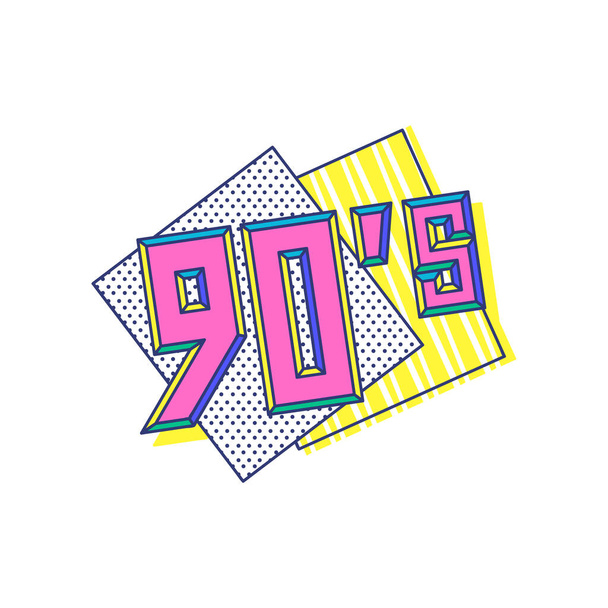 90s digits on banner in retro pop art style vector illustration isolated. - Vector, Image