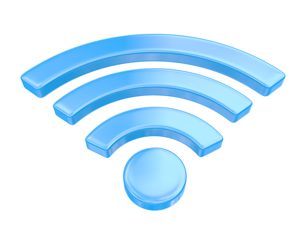 Image de rendu 3D du symbole wifi en couleur bleue - Photo, image
