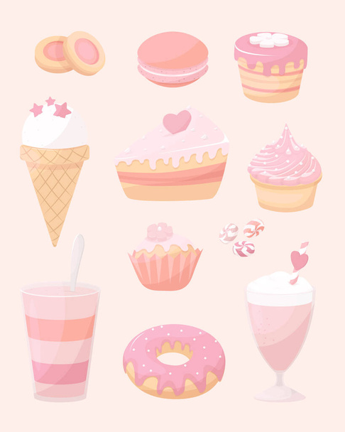 Background of desserts, goods doodle icon - Vector, Image