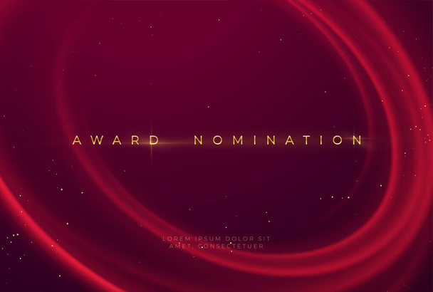 Ceremonia de nominación al premio con lujoso fondo rojo ondulado con brillo dorado y brillo. Ilustración vectorial - Vector, Imagen