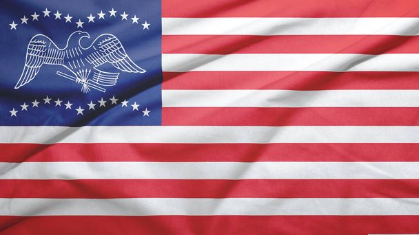 Fremont of California of United States flag on the fabric texture background - Photo, Image