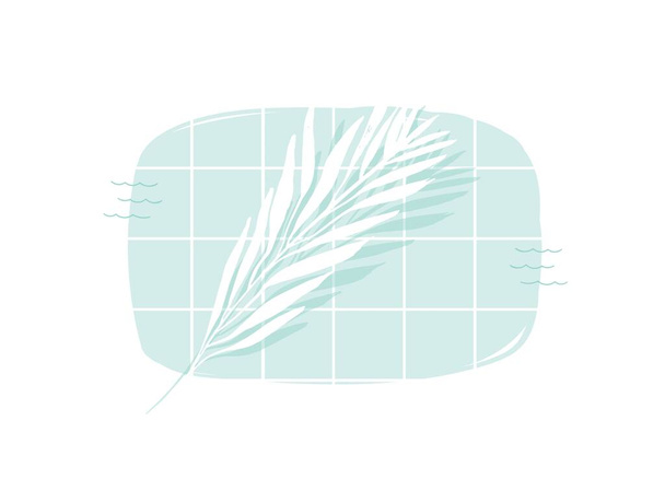 Vettore disegnato a mano astratto cartoni animati estate tempo piscina vista dall'alto cartone animato illustrazione con foglie di palma tropicale isolato su sfondo bianco - Vettoriali, immagini