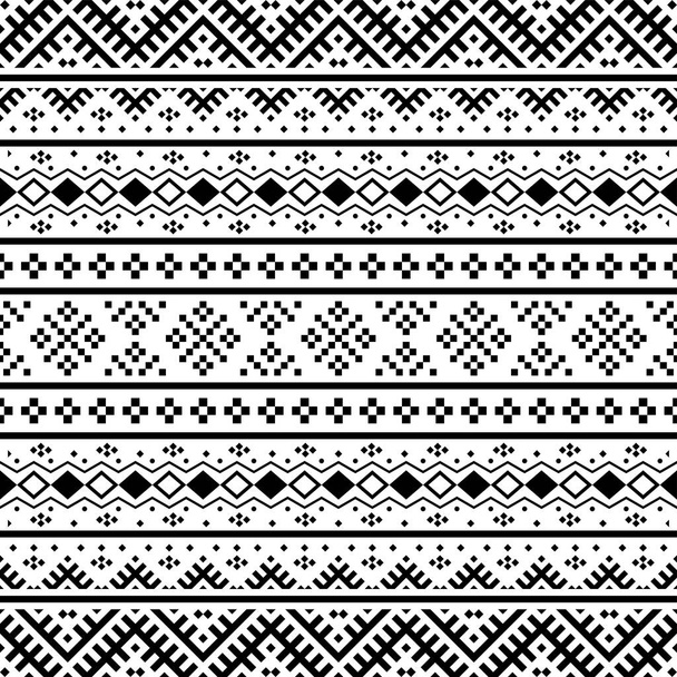 vetor padrão étnico Ikat na cor preto e branco. Padrão tribal
. - Vetor, Imagem