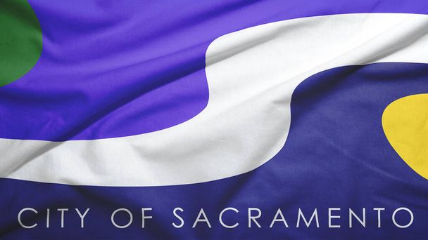 Sacramento de Californie du drapeau des États-Unis sur le fond de texture de tissu - Photo, image