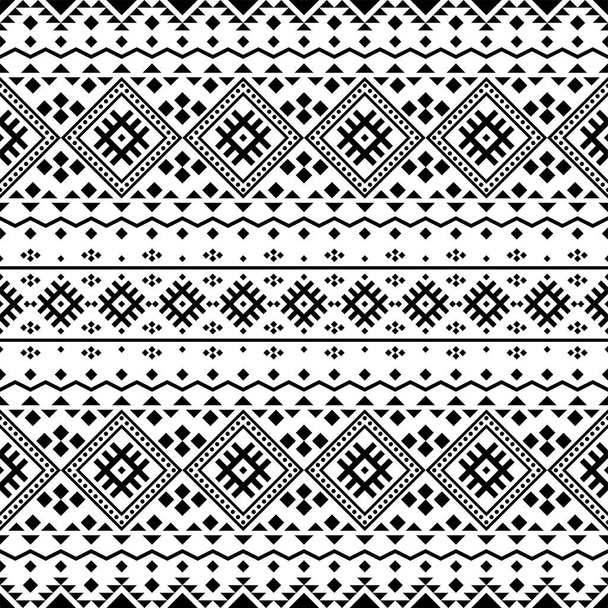 Ethnische Stammesmuster in schwarz-weißer Farbe. Design für Hintergrund oder Rahmen - Vektor, Bild