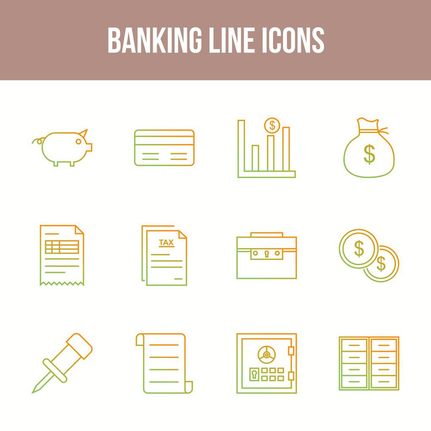 Conjunto de iconos de línea bancaria única - Vector, imagen