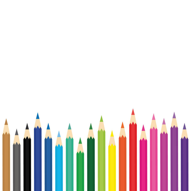 Ensemble de crayons colorés icônes. Je retourne à l'école. Illustration vectorielle de stock isolée sur fond blanc. - Vecteur, image