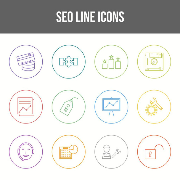 Уникальный набор иконок SEO Line - Вектор,изображение