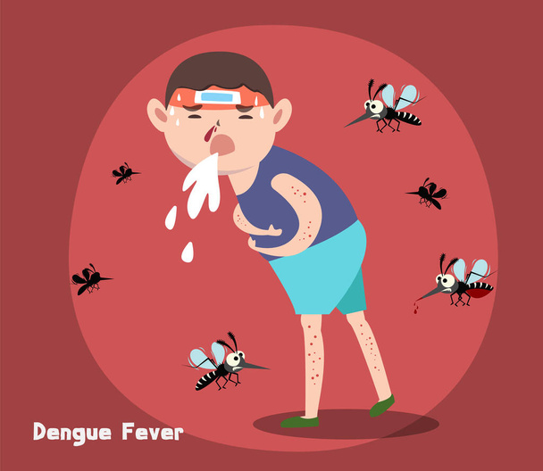 Mosquito portador de dengue e zika vírus. Controlo de mosquitos. desenho da ilustração vetorial
. - Vetor, Imagem